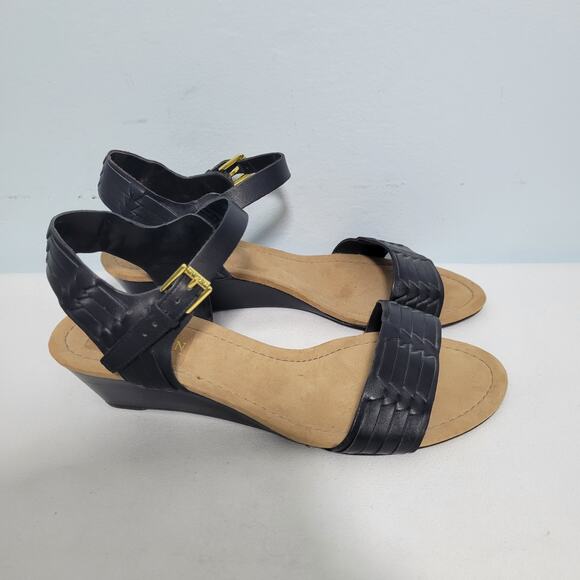 Lauren Ralph Lauren Latrice Black Wedge Sandals Size 10B 31526- - Picture 4 of 6